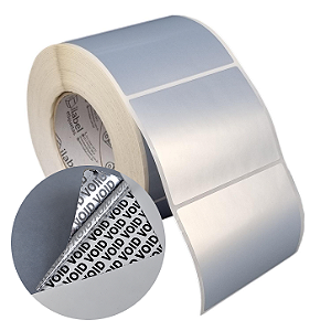 Etiqueta adesiva 100x75mm 10x7,5cm VOID prata fosco p/ Zebra ZT230 S4M ZT410 Rolo c/ 1155 (90m) Tubete 3 polegadas