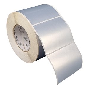Etiqueta adesiva 100x80mm 10x8cm VOID prata fosco p/ Zebra ZT230 S4M ZT410 - Rolo c/ 1083 (90m) Tubete 3 polegadas