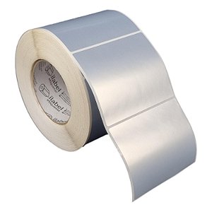 Etiqueta adesiva 102x85mm 10,2x8,5cm VOID prata fosco p/ Zebra ZT230 S4M ZT410 - Rolo c/ 90m Tubete 3 polegadas