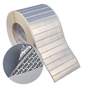 Etiqueta adesiva 25x15mm 2,5x1,5cm (4 colunas) VOID prata fosco Zebra ZT230 S4M ZT410 Rolo 90m Tubete 3 polegadas