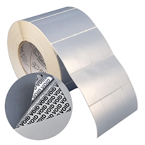 Etiqueta adesiva 26x54mm 2,6x5,4cm (4 colunas) VOID prata fosco Zebra ZT230 S4M ZT410 Rolo 90m Tubete 3 polegadas