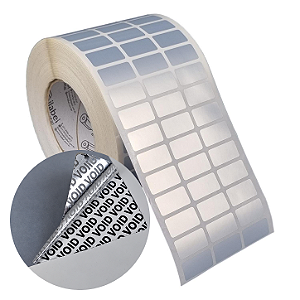 Etiqueta adesiva 30x15mm 3x1,5cm (3 colunas) VOID prata fosco p/ Zebra ZT230 S4M ZT410 Rolo 90m Tubete 3 polegadas