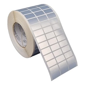 Etiqueta adesiva 30x15mm 3x1,5cm (3 colunas) VOID prata fosco p/ Zebra ZT230 S4M ZT410 Rolo 90m Tubete 3 polegadas