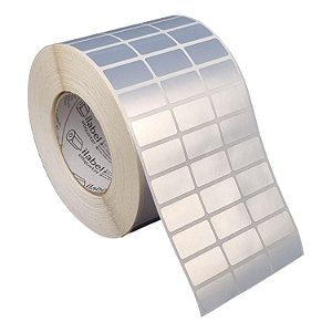 Etiqueta adesiva 33x17mm 3,3x1,7cm (3 colunas) VOID prata fosco Zebra ZT230 S4M ZT410 Rolo 90m Tubete 3 polegadas