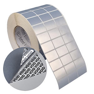 Etiqueta adesiva 33x21mm 3,3x2,1cm (3 colunas) VOID prata fosco Zebra ZT230 S4M ZT410 Rolo 90m Tubete 3 polegadas