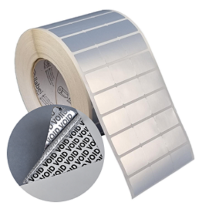 Etiqueta adesiva 33x21mm 3,3x2,1cm (3 colunas s/ espaçamento) VOID prata fosco Zebra Rolo 90m Tubete 3 polegadas