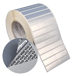 Etiqueta adesiva 50x15mm 5x1,5cm (2 colunas s/ espaçamento) VOID prata fosco Rolo 90m Tubete 3 polegadas