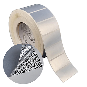 Etiqueta adesiva 60x30mm 6x3cm VOID prata fosco p/ Zebra ZT230 S4M ZT410 - Rolo c/ 2727 (90m) Tubete 3 polegadas