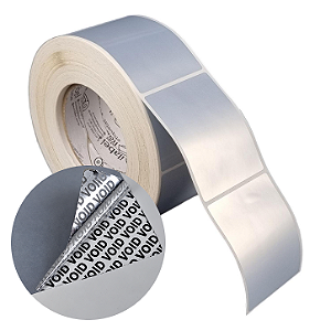 Etiqueta adesiva 60x80mm 6x8cm VOID prata fosco p/ Zebra ZT230 S4M ZT410 - Rolo c/ 1083 (90m) Tubete 3 polegadas