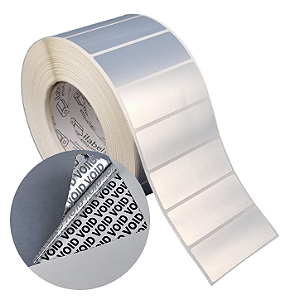 Etiqueta adesiva 80x30mm 8x3cm VOID prata fosco p/ Zebra ZT230 S4M ZT410 - Rolo c/ 2727 (90m) Tubete 3 polegadas