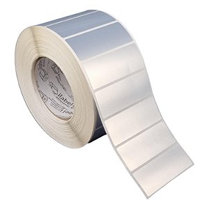 Etiqueta adesiva 80x30mm 8x3cm VOID prata fosco p/ Zebra ZT230 S4M ZT410 - Rolo c/ 2727 (90m) Tubete 3 polegadas