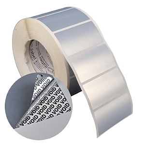 Etiqueta adesiva 80x40mm 8x4cm VOID prata fosco p/ Zebra ZT230 S4M ZT410 - Rolo c/ 2094 (90m) Tubete 3 polegadas