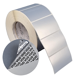Etiqueta adesiva 85x50mm 8,5x5cm VOID prata fosco p/ Zebra ZT230 S4M ZT410 - Rolo c/ 1698 (90m) Tubete 3 polegadas