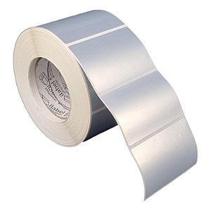 Etiqueta adesiva 90x60mm 9x6cm VOID prata fosco p/ Zebra ZT230 S4M ZT410 - Rolo c/ 1428 (90m) Tubete 3 polegadas