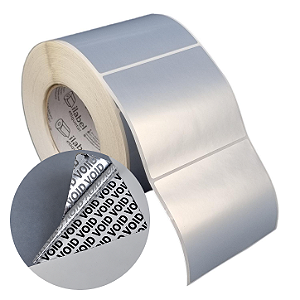 Etiqueta adesiva 100x85mm 10x8,5cm VOID prata fosco p/ Zebra ZT230 S4M ZT410 Rolo c/ 1023 (90m) Tubete 3 polegadas