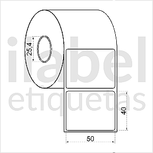 Etiqueta adesiva 50x40mm 5x4cm (1 coluna) VOID prata fosco p/ Zebra Argox Elgin - Rolo c/ 697 (30m)
