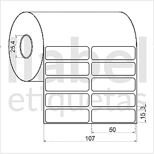 Etiqueta adesiva 50x15mm 5x1,5cm (2 colunas) VOID prata fosco p/ Zebra Argox Elgin - Rolo c/ 3332 (30m)