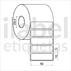 Etiqueta adesiva 50x15mm 5x1,5cm (1 coluna) VOID prata fosco p/ Zebra Argox Elgin - Rolo c/ 1666 (30m)