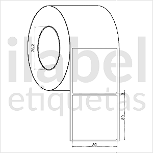 Etiqueta adesiva 80x80mm 8x8cm VOID prata fosco p/ Zebra ZT230 S4M ZT410 - Rolo c/ 1083 (90m) Tubete 3 polegadas