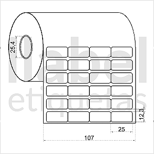 Etiqueta adesiva 25x12mm 2,5x1,2cm (4 colunas) VOID prata fosco p/ Zebra Argox Elgin - Rolo c/ 8000 (30m)