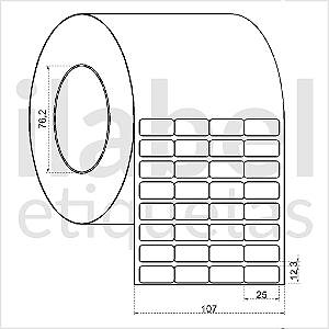 Etiqueta adesiva 25x12mm 2,5x1,2cm (4 colunas) VOID prata fosco Zebra ZT230 S4M ZT410 Rolo 90m Tubete 3 polegadas