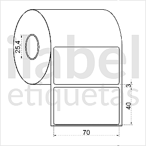 Etiqueta adesiva 70x40mm 7x4cm VOID prata fosco p/ Zebra Argox Elgin - Rolo c/ 698 (30m)