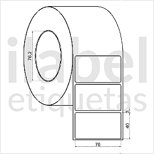 Etiqueta adesiva 70x40mm 7x4cm VOID prata fosco p/ Zebra ZT230 S4M ZT410 - Rolo c/ 2094 (90m) Tubete 3 polegadas