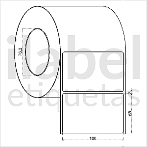 Etiqueta adesiva 100x65mm 10x6,5cm VOID prata fosco p/ Zebra ZT230 S4M ZT410 Rolo c/ 1323 (90m) Tubete 3 polegadas