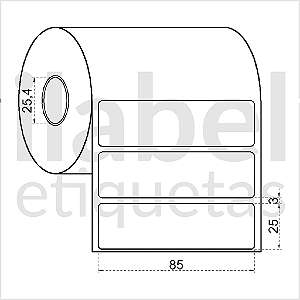 Etiqueta adesiva 85x25mm 8,5x2,5cm VOID prata fosco p/ Zebra Argox Elgin - Rolo c/ 1071 (30m)
