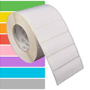 Etiqueta adesiva 100x35mm 10x3,5cm Couche REMOVÍVEL p/ Zebra ZT230 S4M ZT410 - Rolo c/ 90m Tubete 3 polegadas