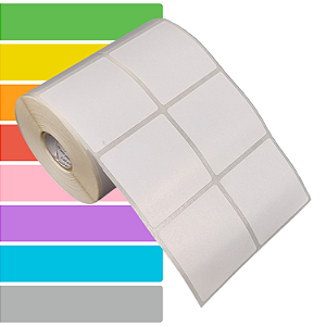 Etiqueta adesiva 50x50mm 5x5cm (2 colunas) Couche REMOVÍVEL p/ Zebra Argox Elgin - Rolo c/ 1132 (30m)
