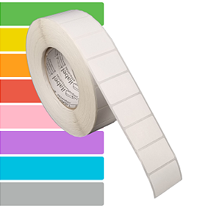 Etiqueta adesiva 40x25mm 4x2,5cm (1 coluna) Tyvek® p/ Zebra ZT230 S4M ZT410 - Rolo c/ 90m Tubete 3 polegadas