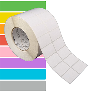 Etiqueta adesiva 50x30mm 5x3cm (2 colunas) Tyvek® p/ Zebra ZT230 S4M ZT410 Rolo c/ 90m Tubete 3 polegadas
