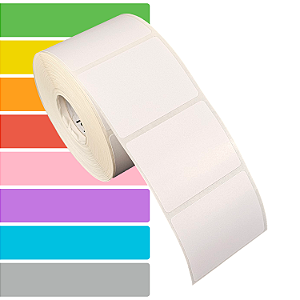 Etiqueta adesiva 50x40mm 5x4cm (1 coluna) Tyvek® p/ Zebra Argox Elgin - Rolo c/ 697 (30m)
