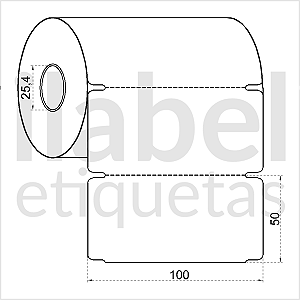 Etiqueta tag plástica 100x50mm 10x5cm sem furo Polietileno PE BCD 80 micras Zebra Argox Elgin Rolo c/ 600 (30m)