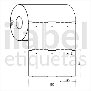 Etiqueta tag roupa plástica 35x60mm 3,5x6cm (3 col) sem picote Polietileno PE BCD 200 micras Zebra Argox - Rolo c/ 30m