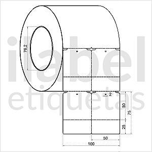 Etiqueta tag roupa plástica 50x75mm 5x7,5cm (2 col) 1 picote Polietileno PE BCD 140 micras Zebra S4M Rolo 90m Tub 3 pol