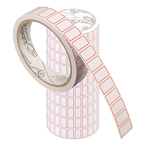 Etiqueta adesiva tarja borda vermelha de preço multiuso 20x12mm 2x1,2cm Nº 11 - 10 rolos com 1000 (12m)