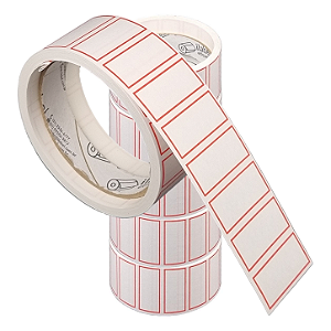 Etiqueta adesiva tarja borda vermelha multiuso 40x20mm 4x2cm Nº 6 - 5 rolos com 600 (12m)