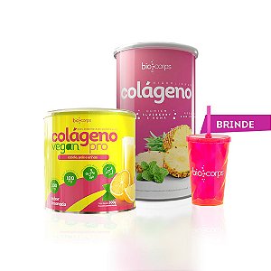 Kit Colágeno Verisol Abacaxi com Hortelã + Pro colágeno Vegan Biocorps ganhe 1 Beauty Bottle frete gratís