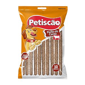 Petiscão Palito De Couro Sabor Carne 8mm - Com 10 Unidades