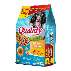 Qualidy Original Cães Adultos Sabor Carne e Frango Embalagem Promocional 11,1kg