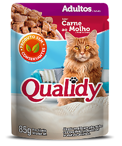 Qualidy Sachê Gatos Adultos Sabor Carne Ao Molho - 85g