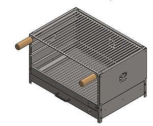 Churrasqueira Parrilla com braseiro em gaveta e 3 niveis de altura 60cm