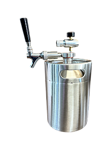 Growler (Barril) em Inox 5 Litros com Tampa, Torneira e Regulador de Pressão