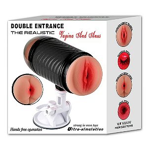 DOUBLE ENTRANCE - MASTURBADOR DUPLO QUE SIMULA SEXO VAGINAL E ANAL COM TEXTURAS INTERNA - 19,0 X 7,0 CM