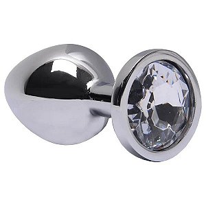 PLUG ANAL EM METAL COM PEDRA TAMANHO M