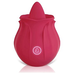 FLOWER TONGUE - ESTIMULADOR CLITORIANO DUPLO EM FORMATO DE ROSA COM LÍNGUA VIBRATÓRIA