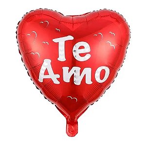 BALÃO METALIZADO EM FORMATO DE CORAÇÃO TE AMO