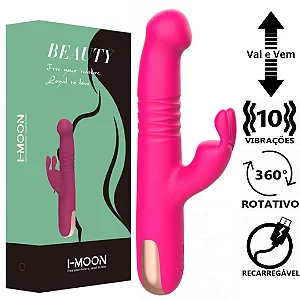 I-MOON BEAUTY VIBRADOR PONTO G COM 10 MODOS DE VAI E VEM E PONTA ROTATIVA VIP MIX